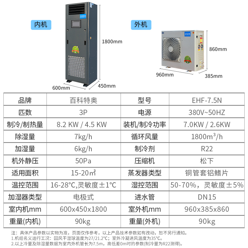恒溫恒濕機EHF7.5N，信息機房恒溫恒濕機